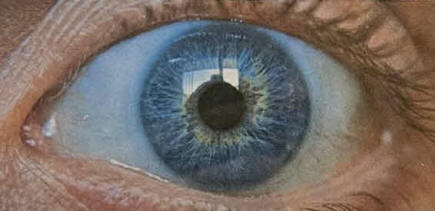 Close up blue eye used for iridology consultation